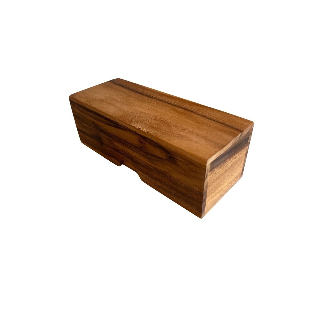 Wooden Storage Box Brown 3-Compartment Trinket Organizer MCM Style